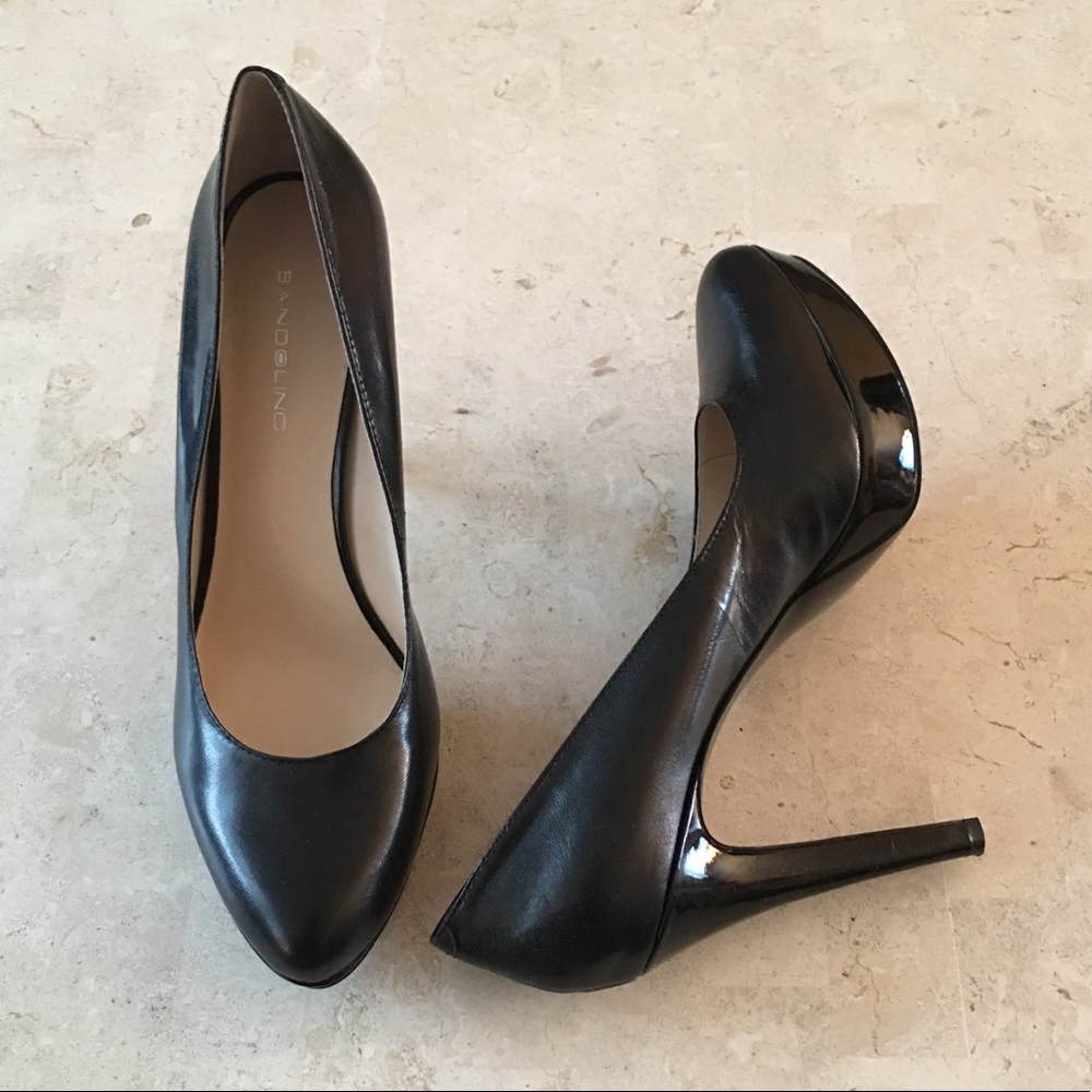 Black platform pumps
